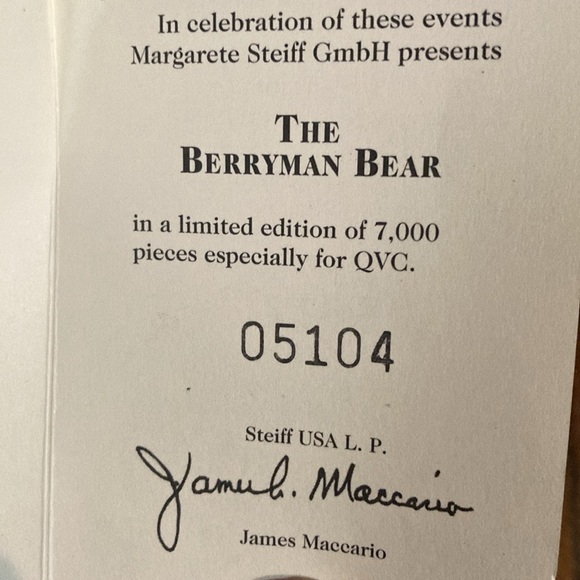 Steiff Berryman Bear Rare QVC exclusive - Picture 4 of 6